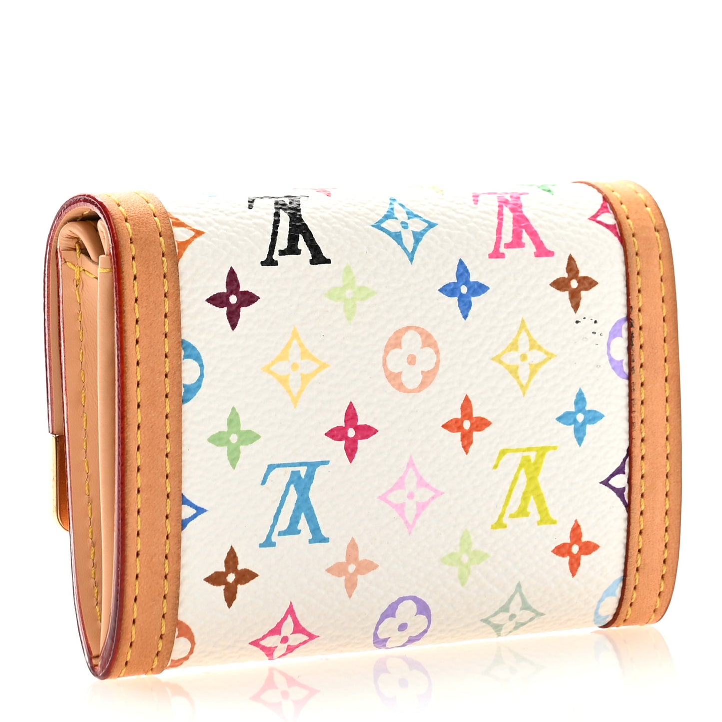 Monogram Multicolor Porte-Monnaie Plat Coin Purse White