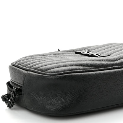 Saint Laurent Grain De Poudre Matelasse Monochrome Monogram Mini Lou Camera Bag Black 9 of 12