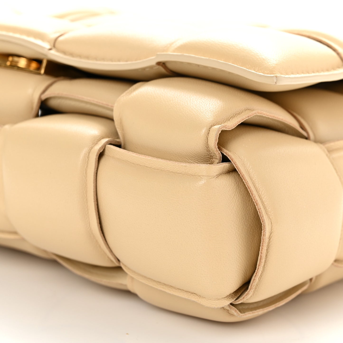 Nappa Maxi Intreccio Padded Cassette Crossbody Bag Porridge
