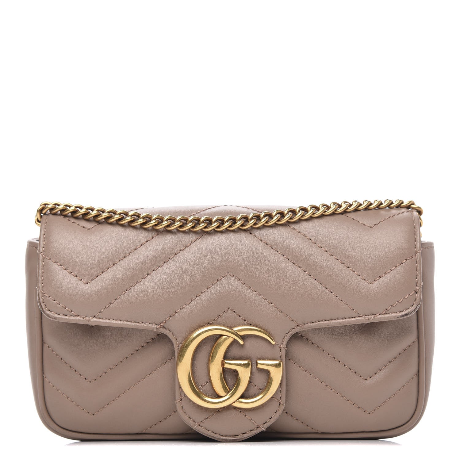 Gucci Calfskin Matelasse Super Mini GG Marmont Shoulder Bag Porcelain Rose 1 of 16
