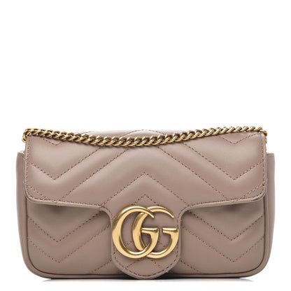 Gucci Calfskin Matelasse Super Mini GG Marmont Shoulder Bag Porcelain Rose 1 of 16
