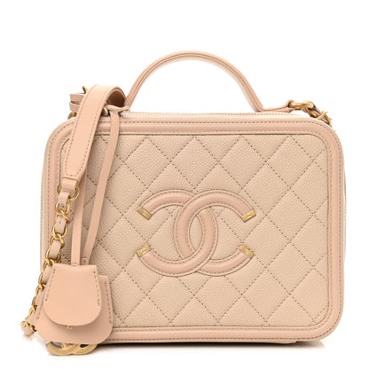 Chanel Caviar Quilted Medium CC Filigree Vanity Case Beige 1 of 13