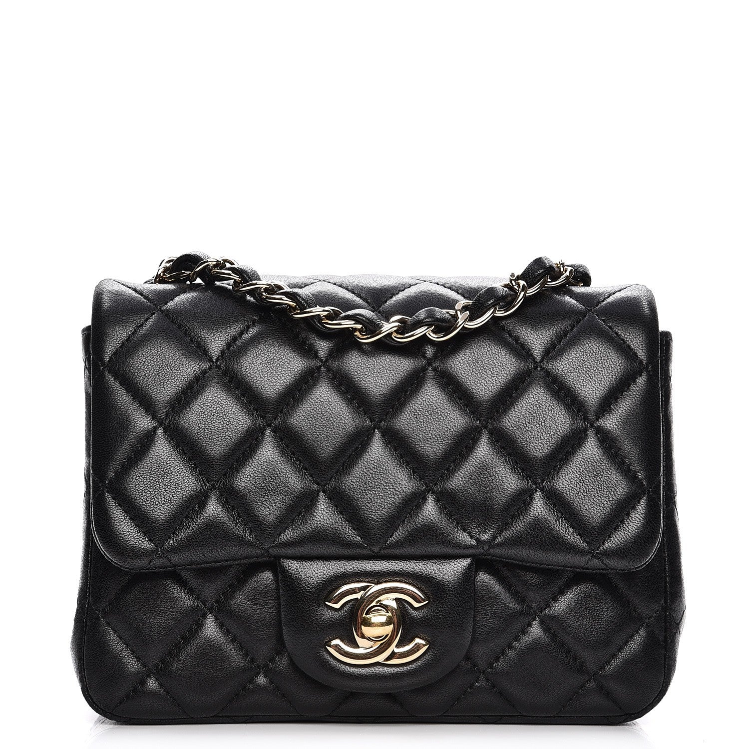 Chanel Lambskin Quilted Mini Square Flap Black 1 of 12