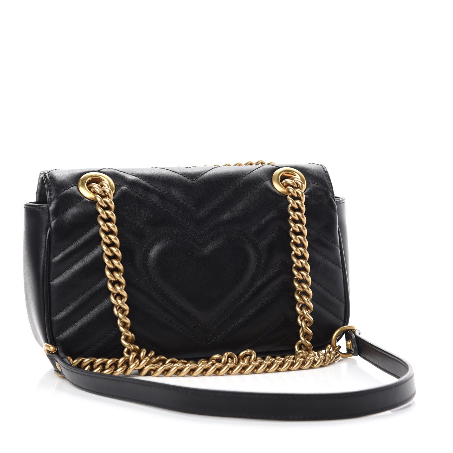 Gucci Calfskin Matelasse Mini GG Marmont Shoulder Bag Black 3 of 11