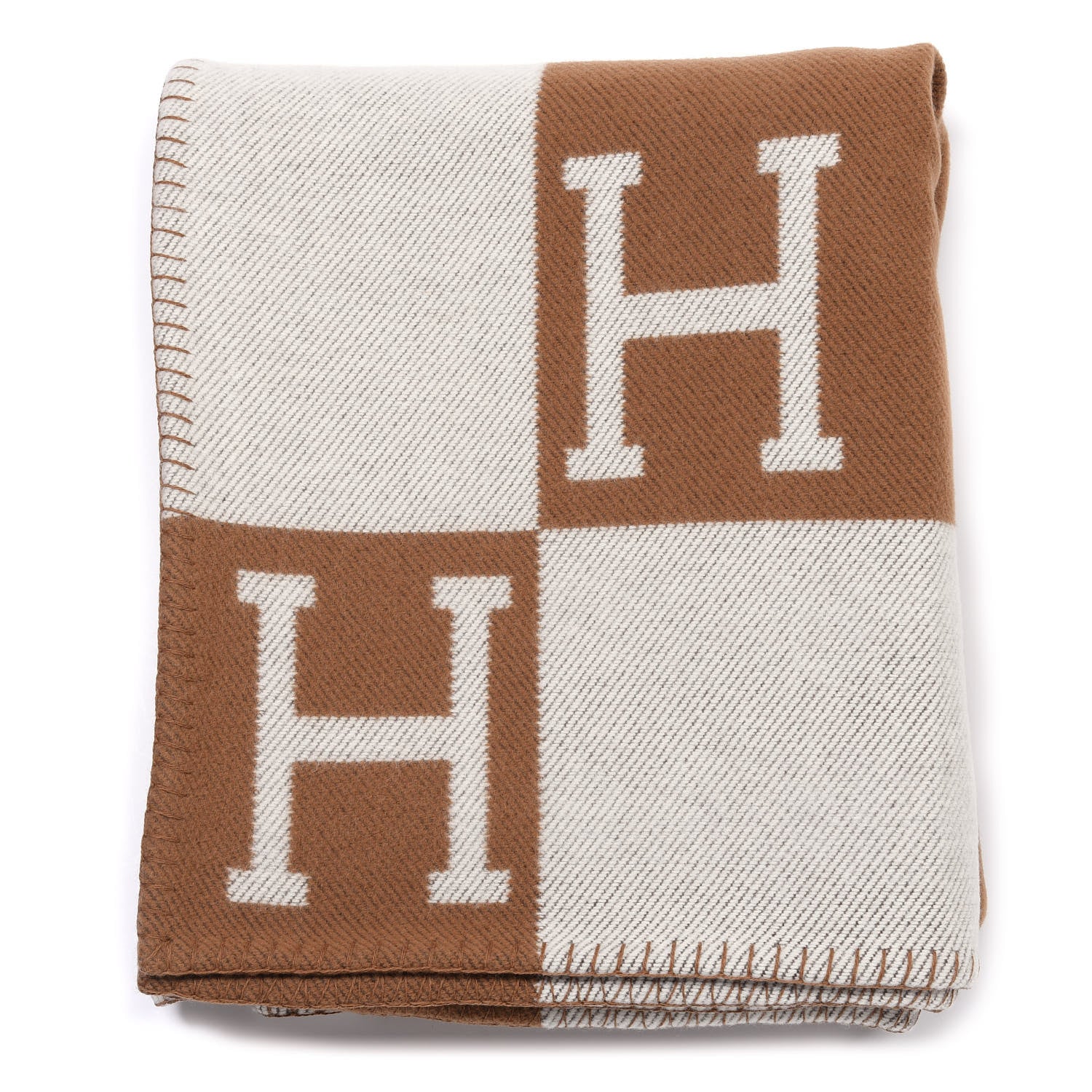 Hermes Wool Cashmere Avalon Blanket Ecru Camel 1 of 3