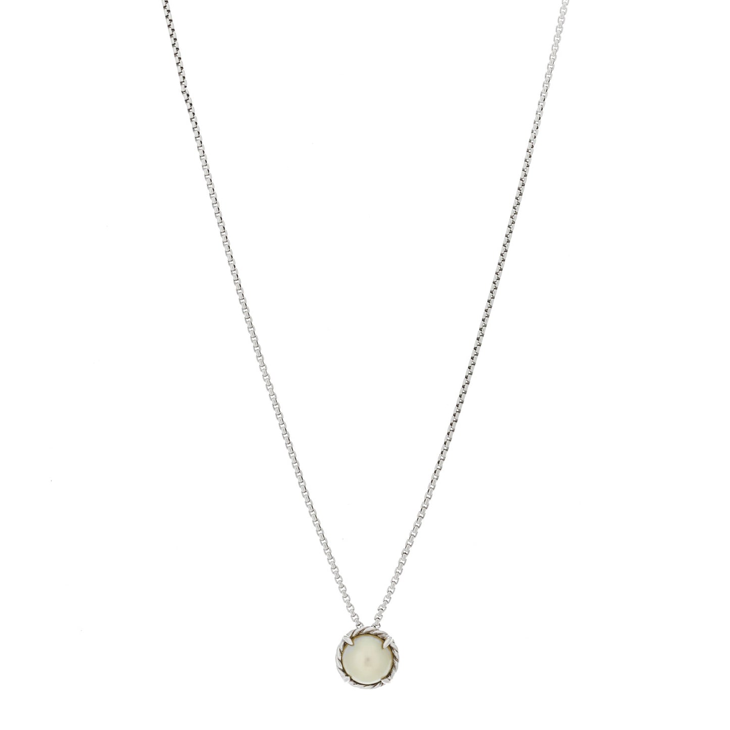 Sterling Silver Pearl 8mm Petite Chatelaine Pendant Necklace