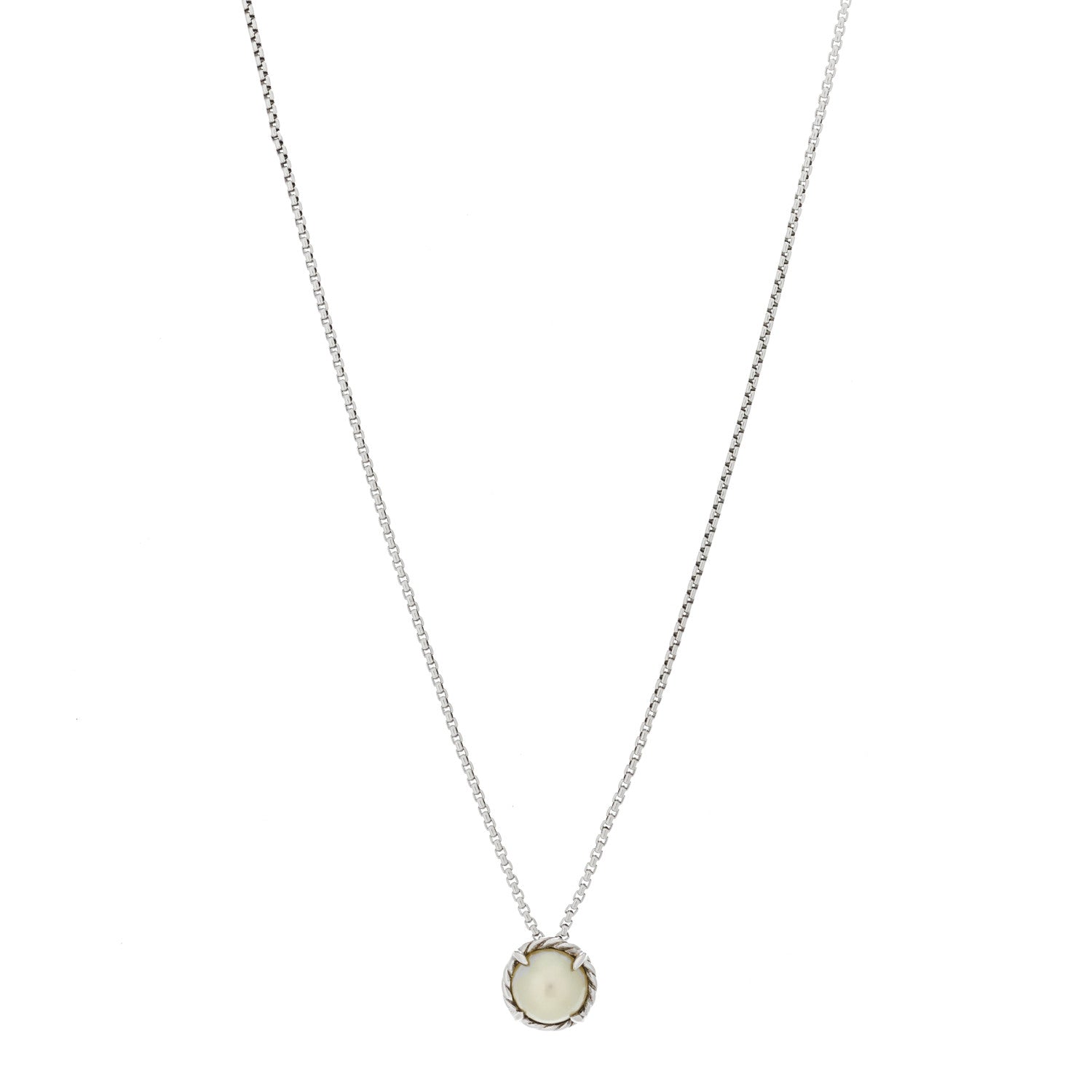 David Yurman Sterling Silver Pearl 8mm Petite Chatelaine Pendant Necklace 1 of 7
