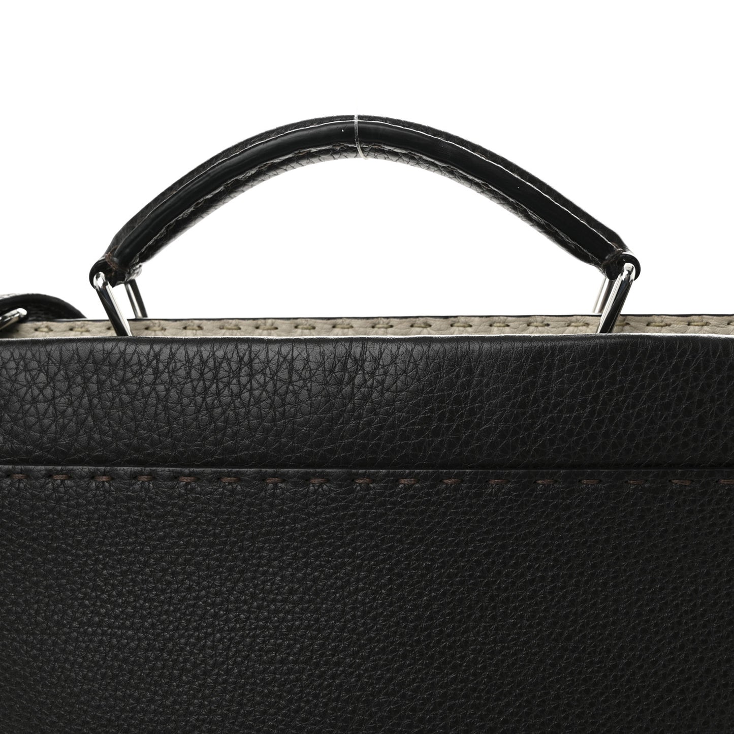 Calfskin Romano Selleria Large Peekaboo Iconic Fit Satchel Brown Milk Multicolor