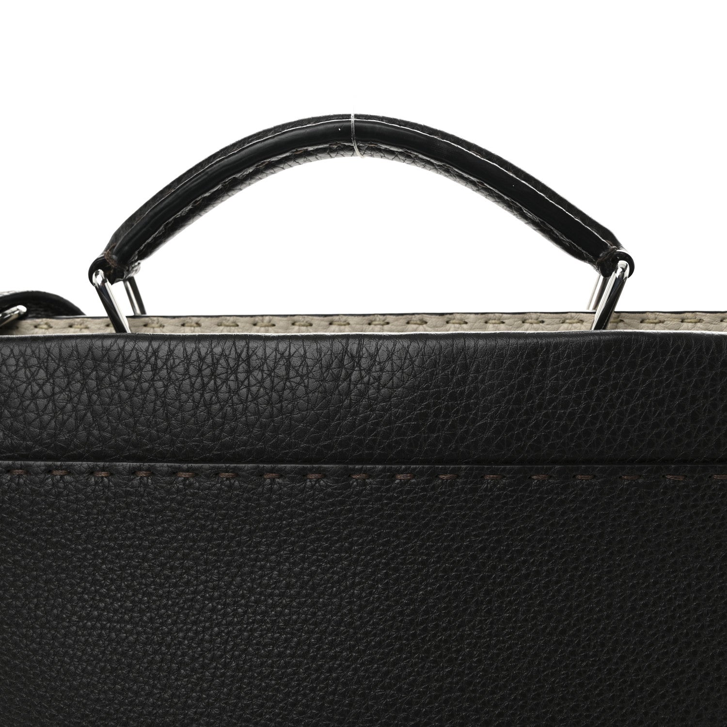 Fendi Calfskin Romano Selleria Large Peekaboo Iconic Fit Satchel Brown Milk Multicolor 7 of 9