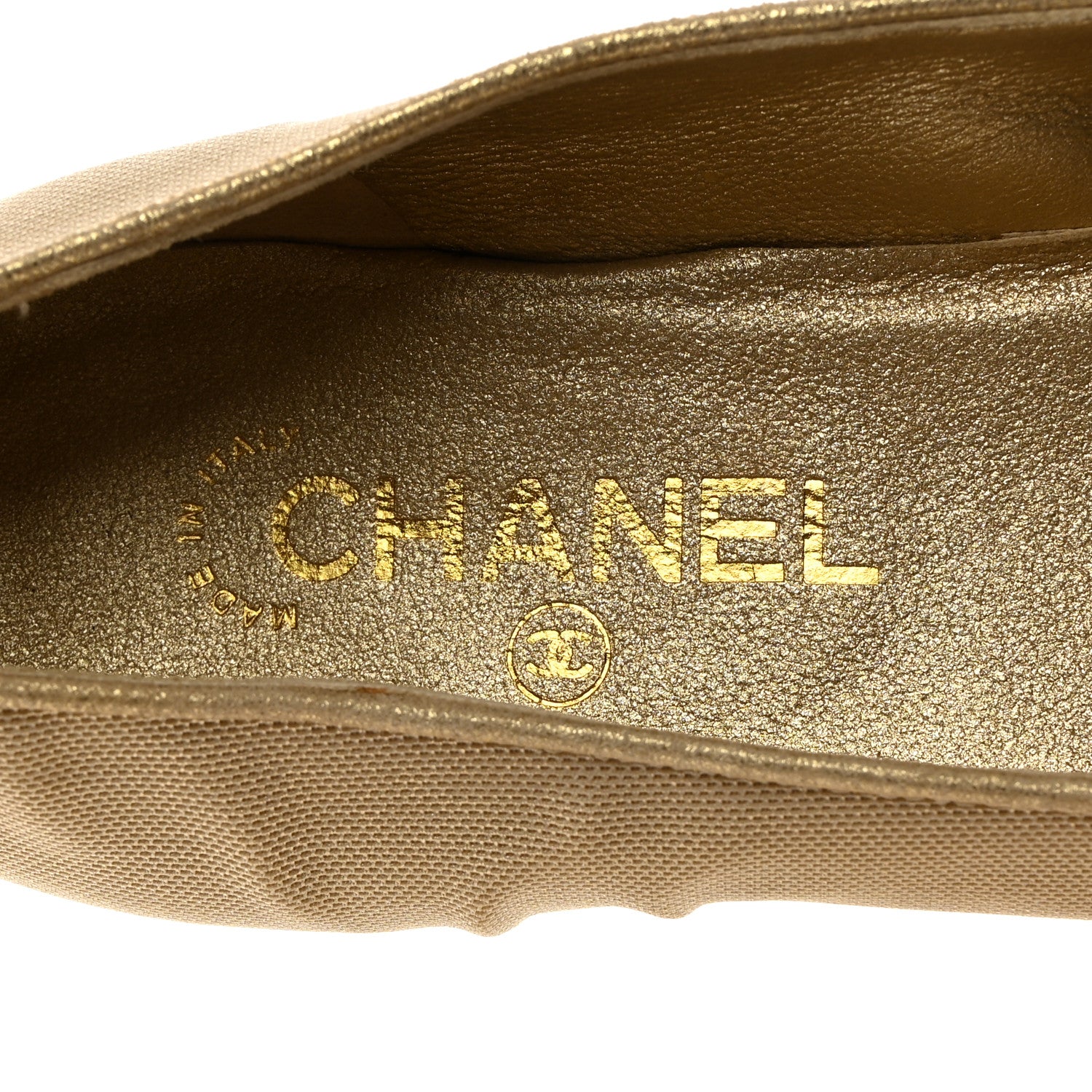 Chanel Grosgrain Cap Toe Ballerina Flats 40 Gold Black 6 of 8