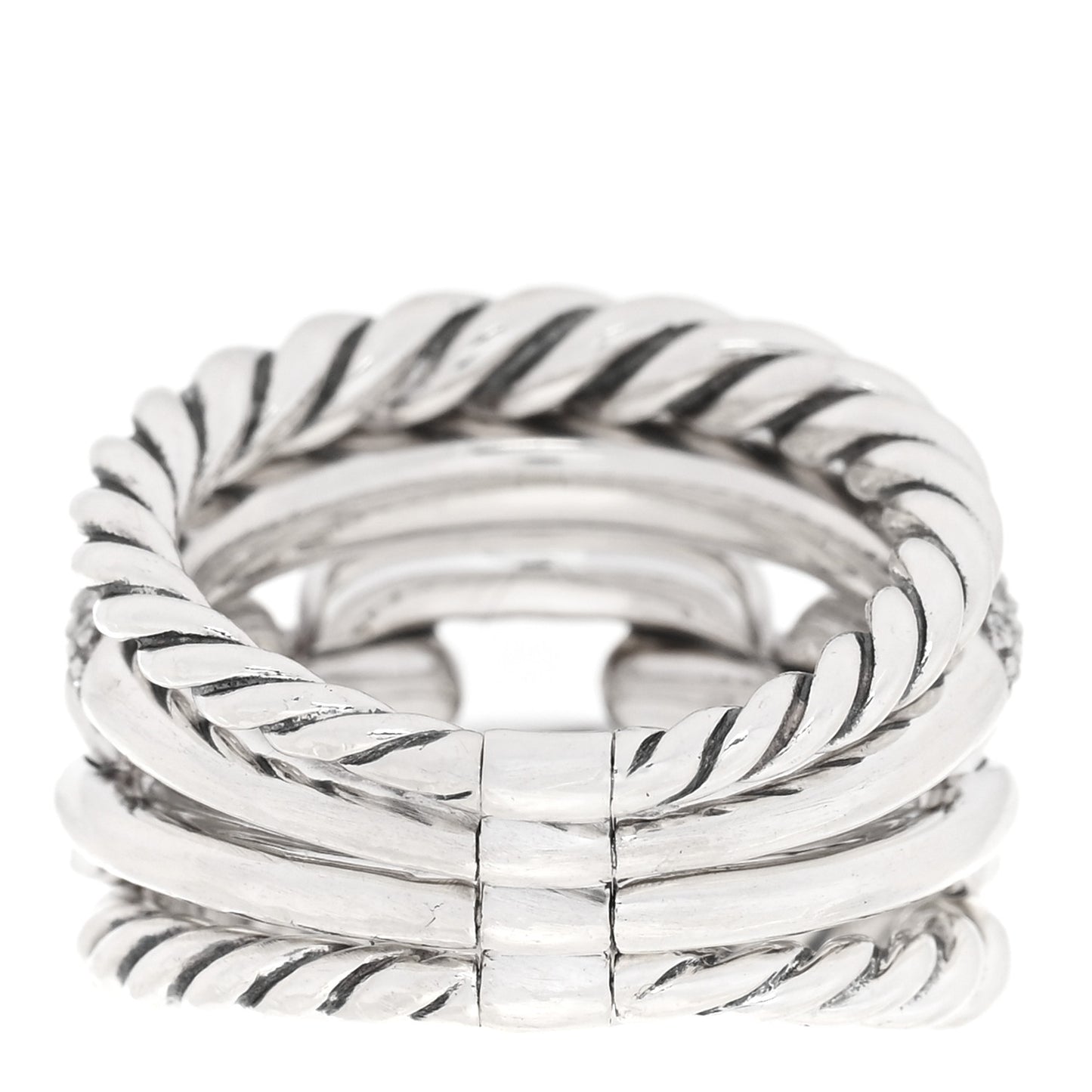 Sterling Silver Diamond Wellesley Four-Row Ring 49 4.75