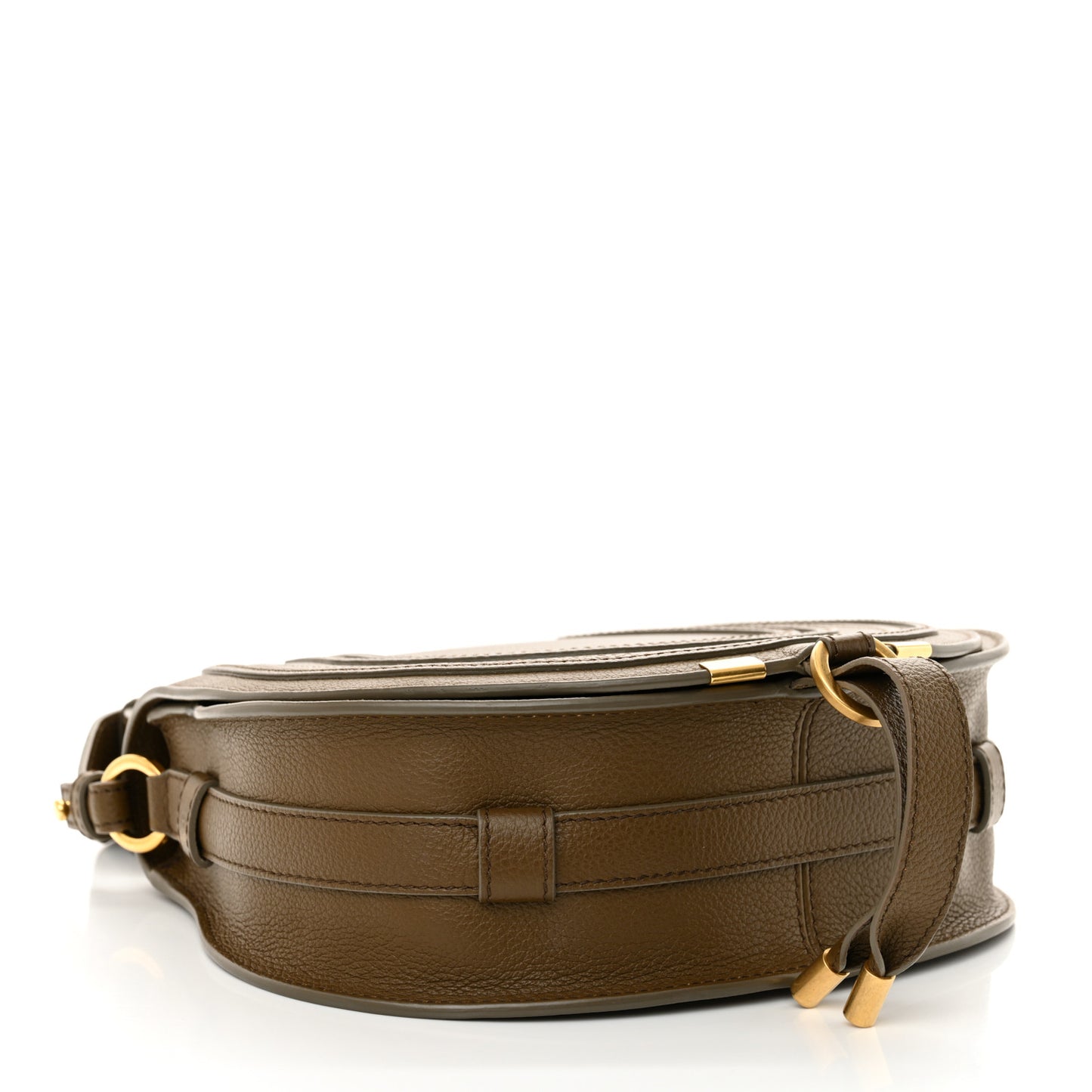 Grained Calfskin Small Marcie Saddle Bag Dark Khaki
