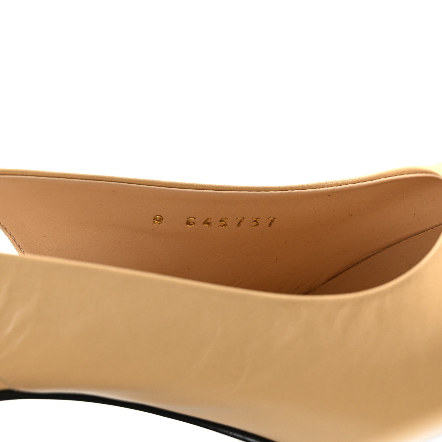 Chanel Goatskin Grosgrain Pointed Cap Toe CC Slingback Pumps 37 Beige Black 8 of 9