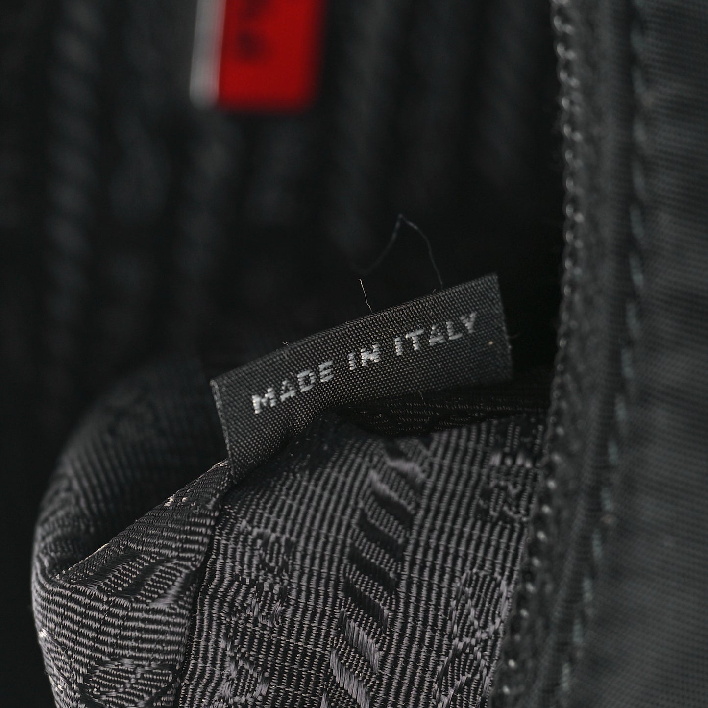 Tessuto Nylon Saffiano Lunar New Year Mini Re-Edition 2000 Bag Black Fuoco