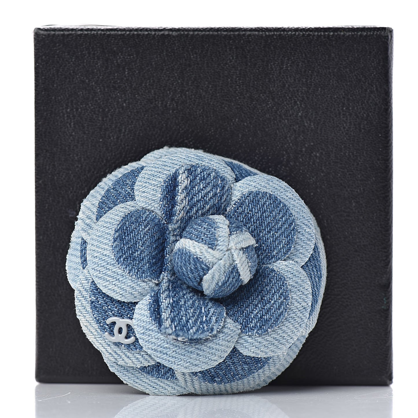 Denim Camellia Pin Brooch Blue