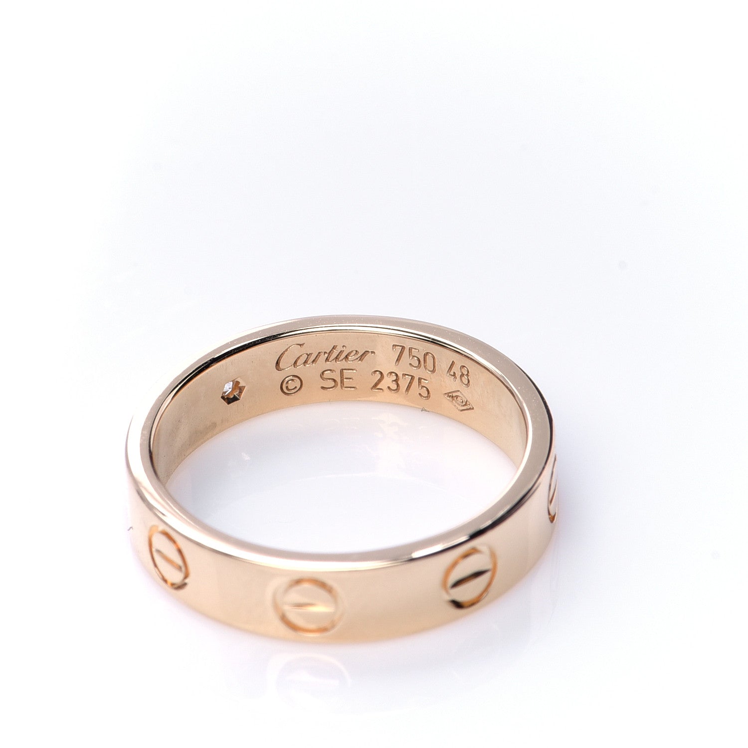 Cartier 18K Yellow Gold Diamond 4mm LOVE Wedding Band Ring 48 4.5 4 of 5