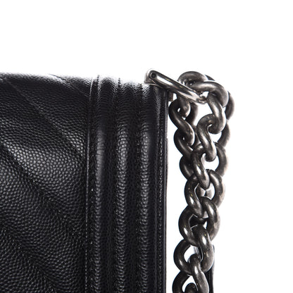 Chanel Caviar Chevron Quilted New Medium Boy Flap Black 12 of 17