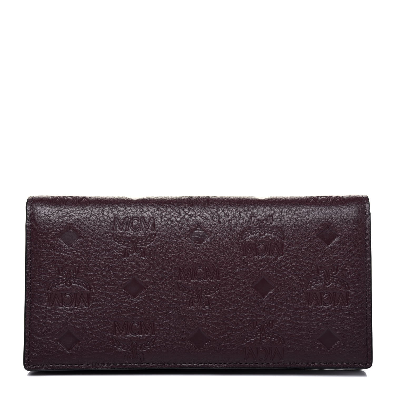MCM Calfskin Signature Monogram Klara Two Fold Wallet Rustic Brown 1 of 13