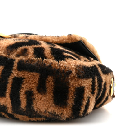 Fendi Shearling Vitello Dolce Macro FF 1974 Baguette Tobacco Black 9 of 9
