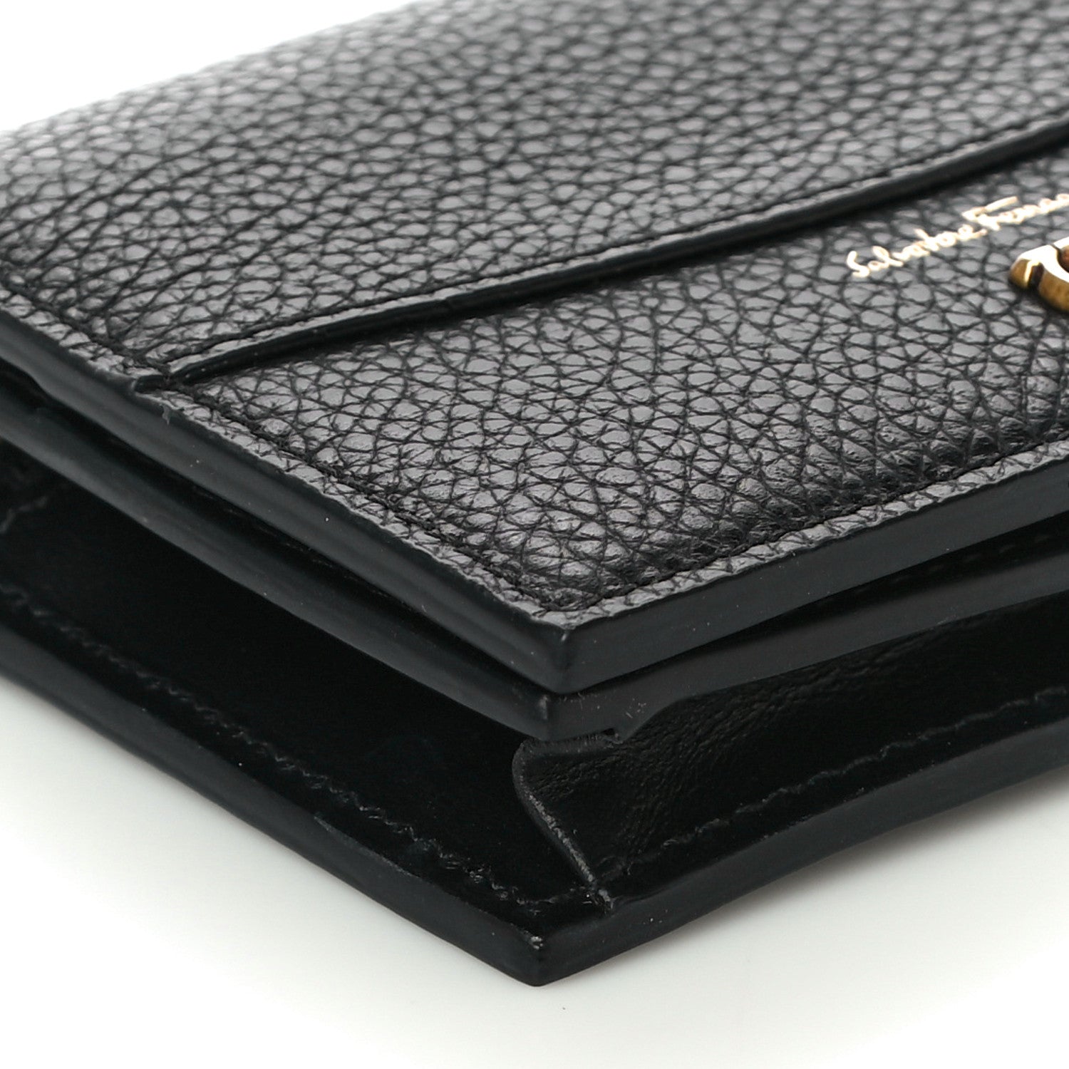 Salvatore Ferragamo Grained Calfskin Gancini Wallet Black 9 of 10