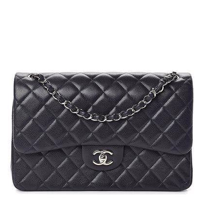 Chanel Caviar Quilted Jumbo Double Flap Navy Blue 1 of 11