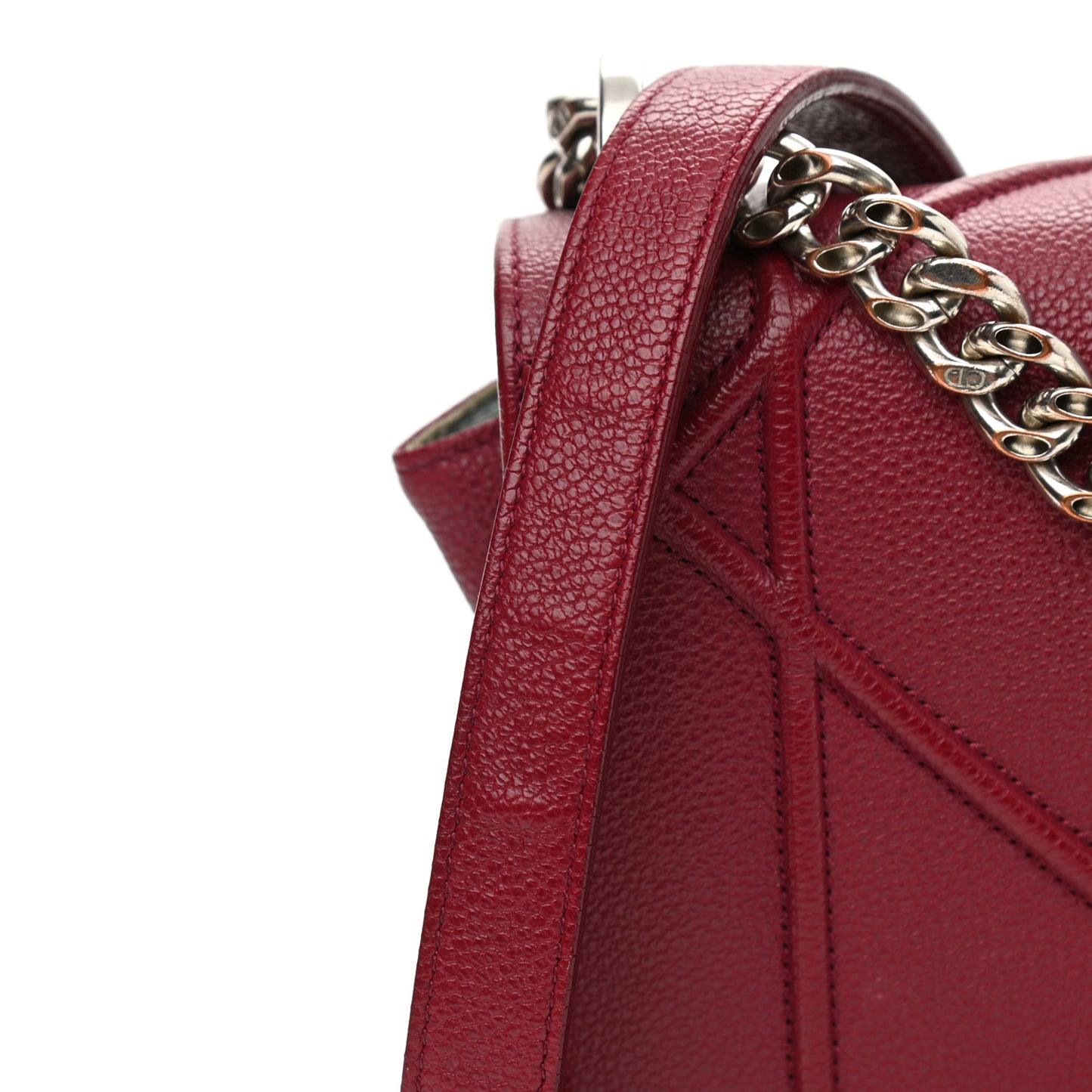 Grained Calfskin Medium Diorama Flap Bag Burgundy