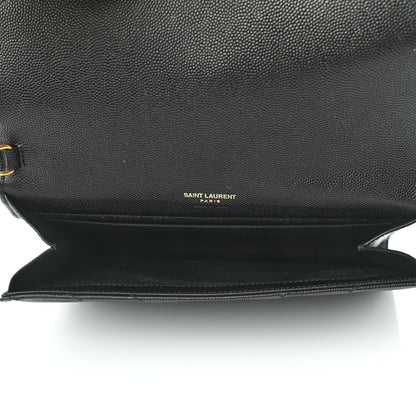 Saint Laurent Grain De Poudre Matelasse Chevron Monogram Envelope Clutch Black 5 of 7