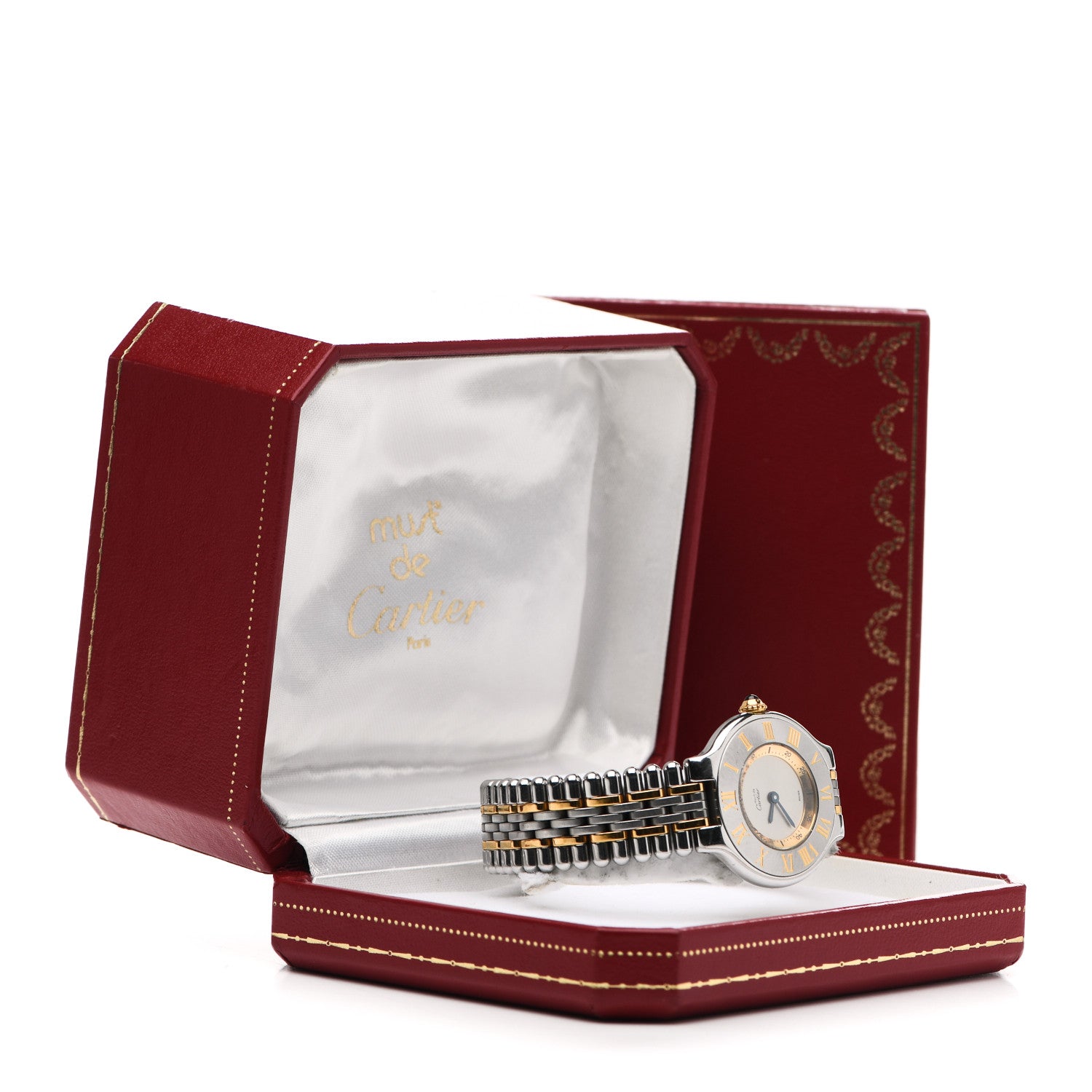 Cartier Stainless Steel 18K Yellow Gold 28mm Must De 21 Bullet Link Quartz Watch 5 of 5