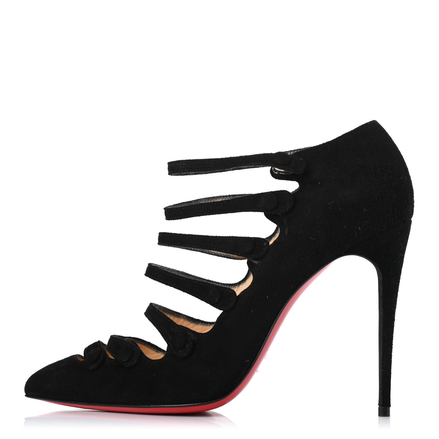 Christian Louboutin Suede Viennana 120 Strappy Booties 38 Black 1 of 7
