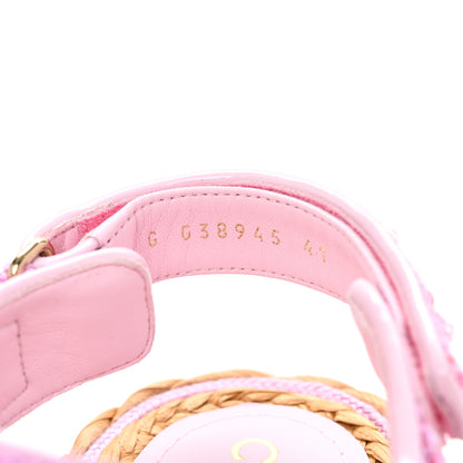 Chanel Tweed Patent Calfskin Velcro Dad Sandals 41 Light Purple Pink Red 9 of 9