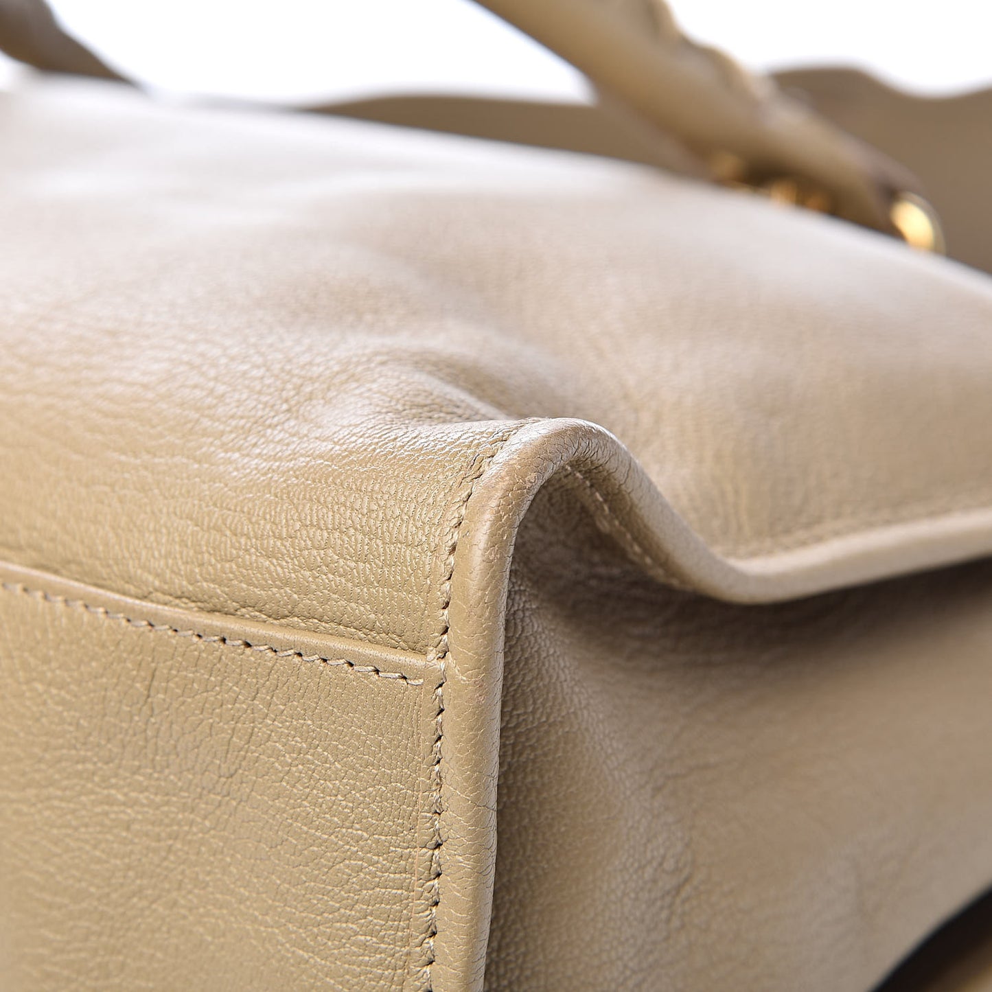 Chevre Gold Metallic Edge Hardware City Beige Latte