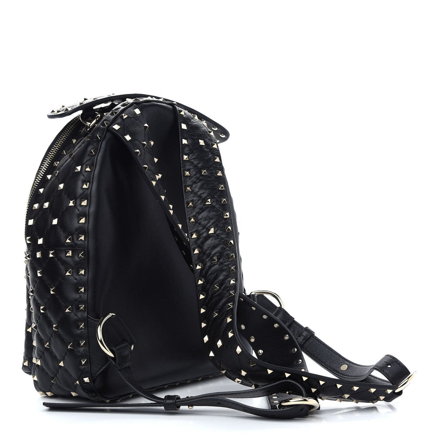 Nappa Quilted Small Rockstud Spike Backpack Black