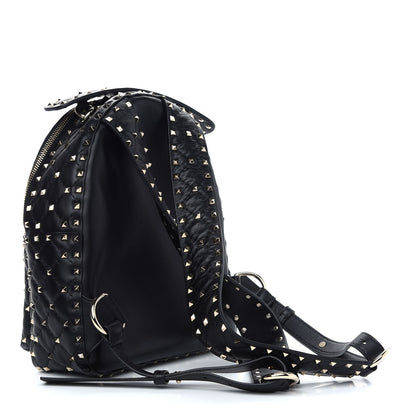 Valentino Garavani Nappa Quilted Small Rockstud Spike Backpack Black 3 of 8
