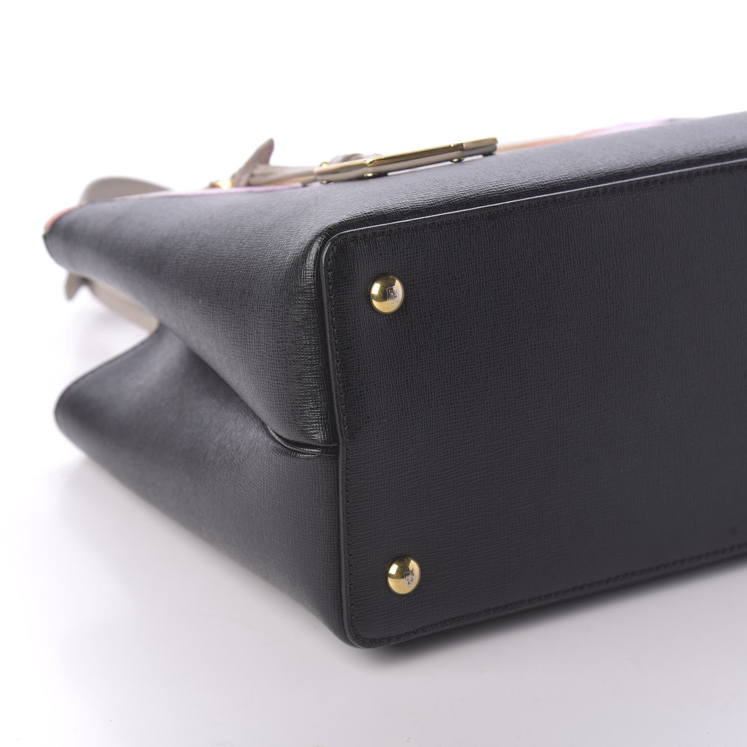 Fendi Vitello Elite Monster Petite 2Jours Tote Multicolor Black Grigio Polvere Multicolor 6 of 9