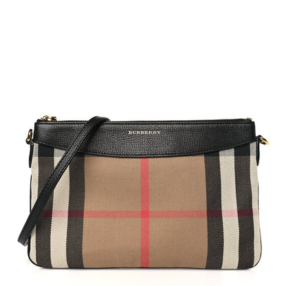Burberry House Check Derby Peyton Crossbody Clutch Bag Black 1 of 9