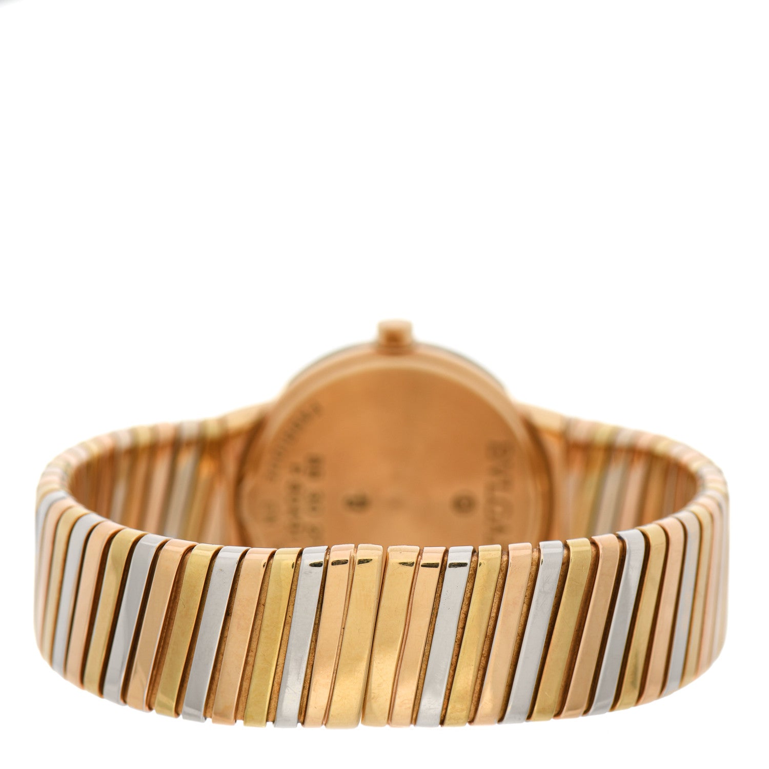 Bulgari 18K Rose Yellow White Gold 30mm Tubogas Quartz Watch Black 3 of 8