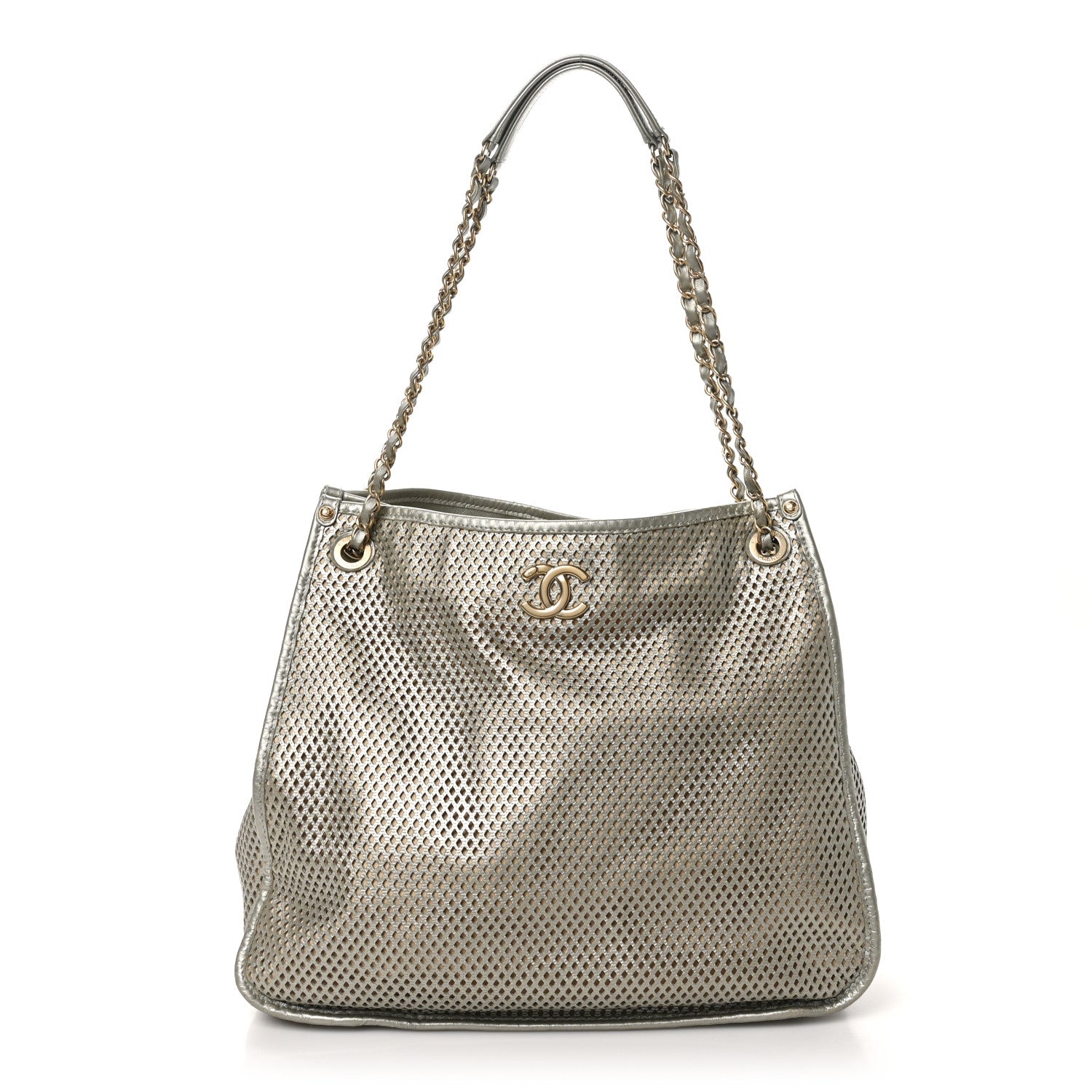 Chanel Metallic Calfskin Perforated Up In The Air Tote Silver 1 of 10