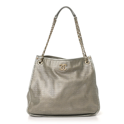 Chanel Metallic Calfskin Perforated Up In The Air Tote Silver 1 of 10