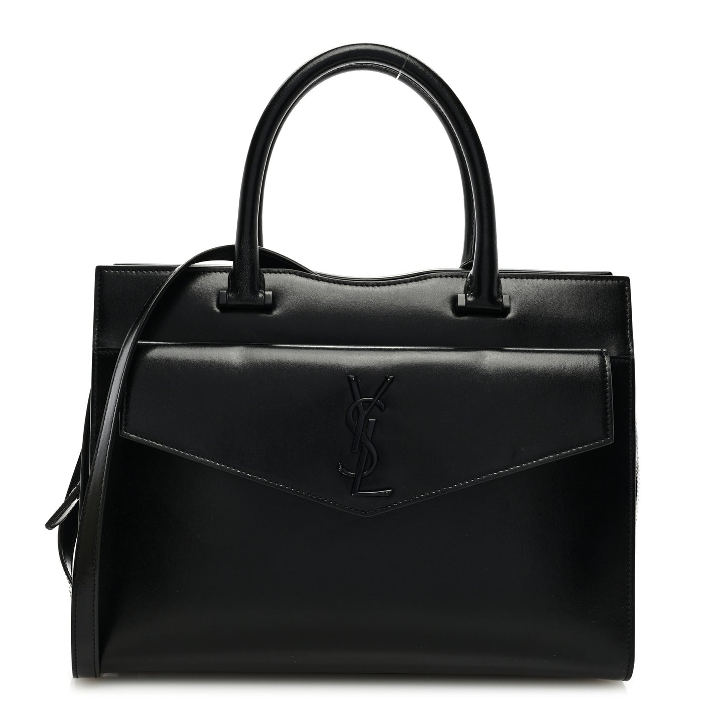 Shiny Calfskin Medium Uptown Tote Black