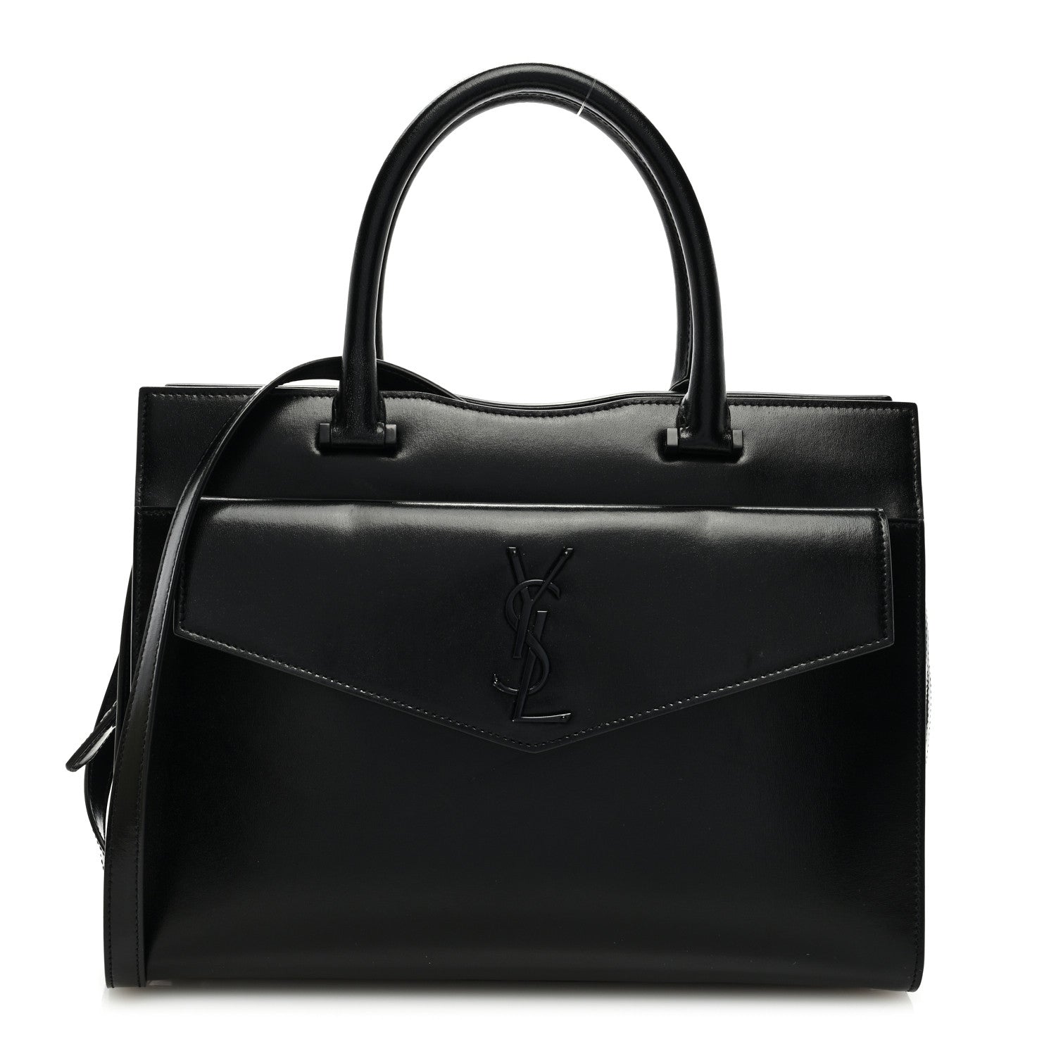 Saint Laurent Shiny Calfskin Medium Uptown Tote Black 1 of 8