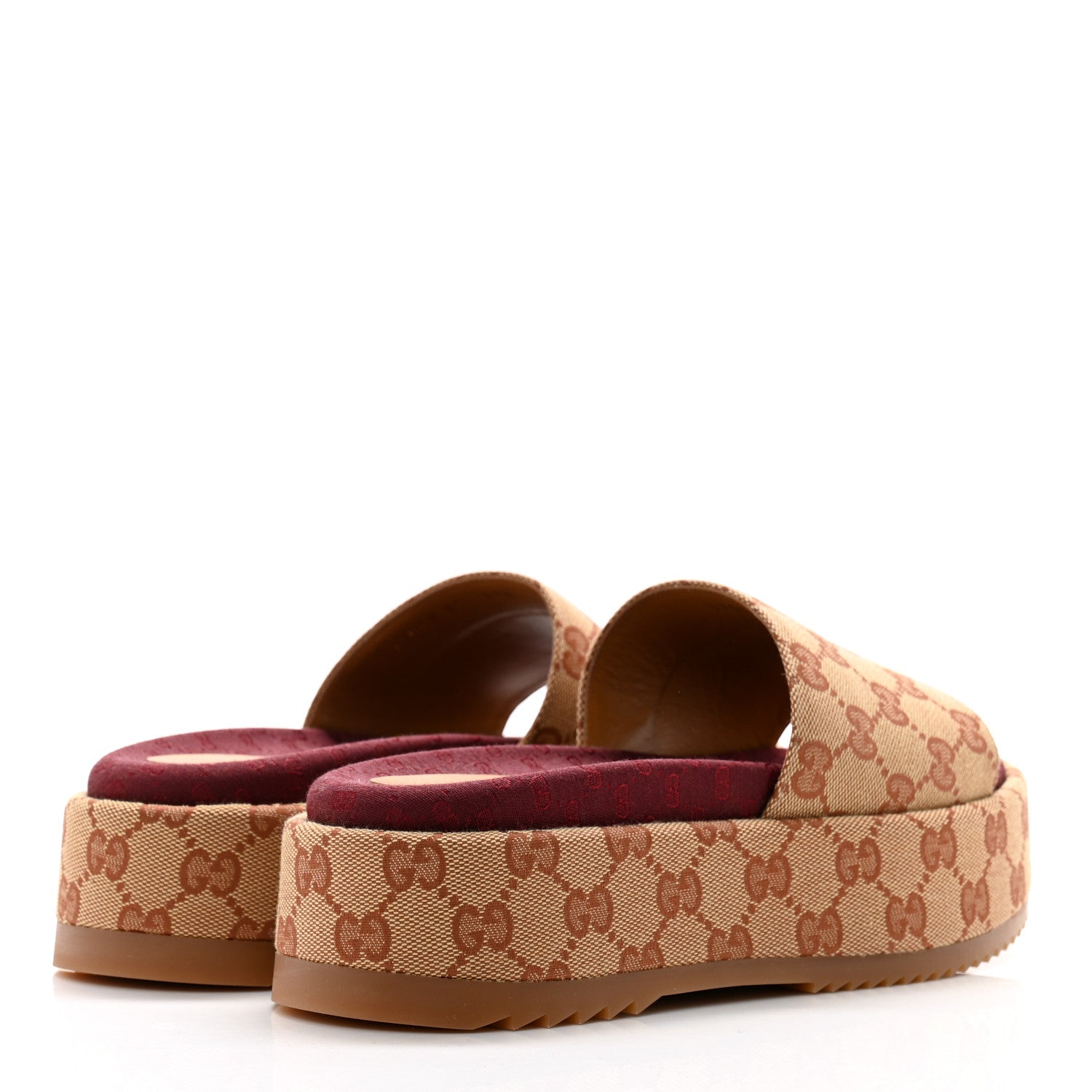 Gucci Canvas GG Monogram Angelina Platform Slide Sandals 37 Beige Ruggine 4 of 9