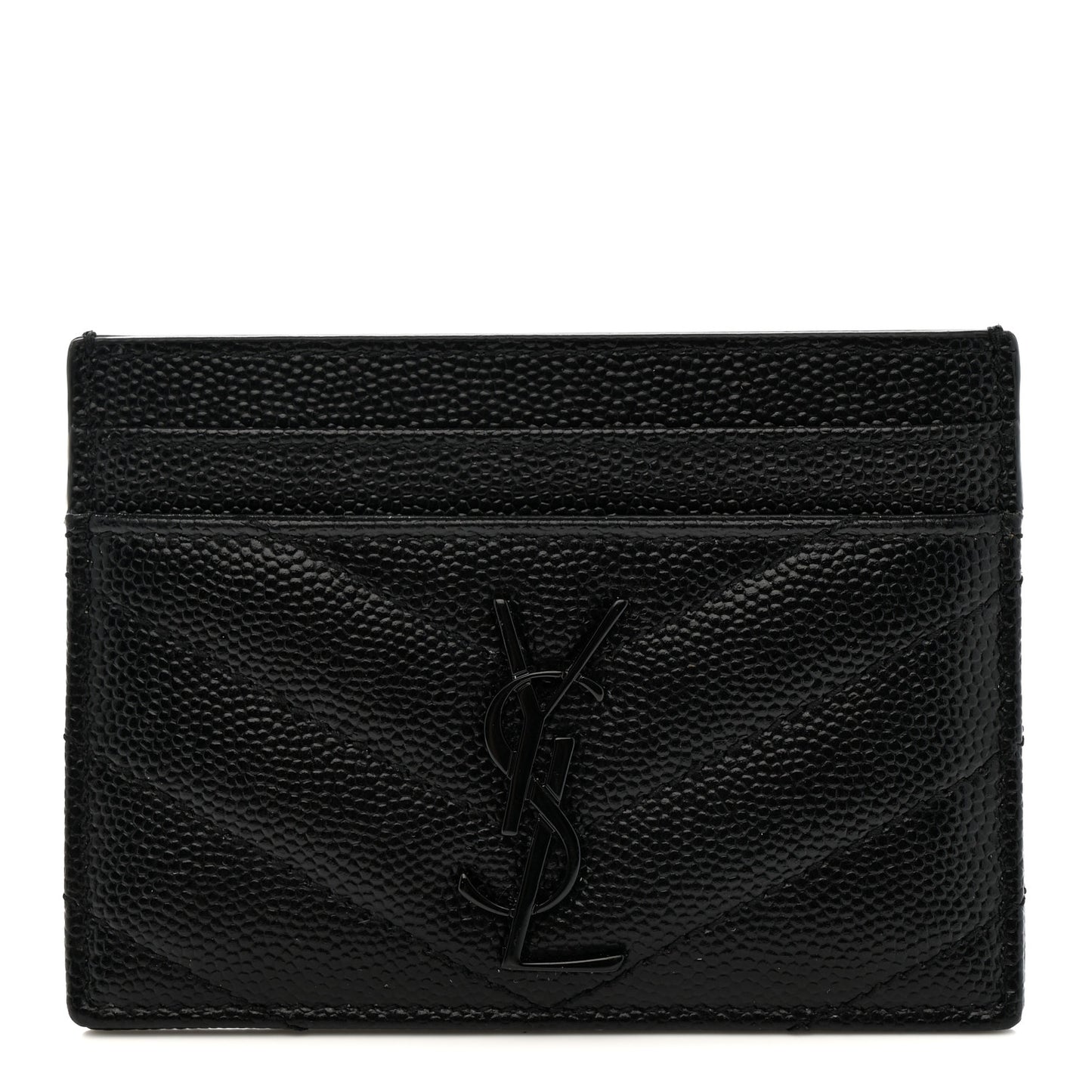 Grain De Poudre Matelasse Chevron Monochrome Monogram Credit Card Case Black