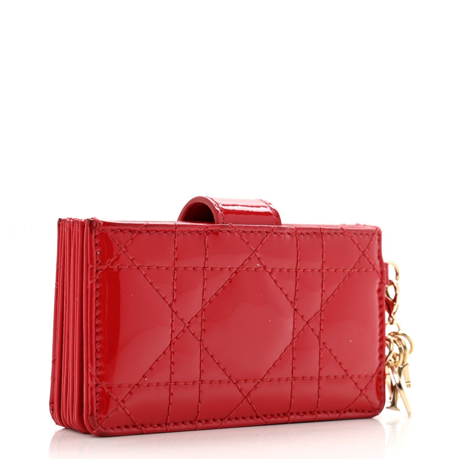 Christian Dior Patent Cannage Lady Dior 5-Gusset Card Holder Rouge Vif 3 of 9