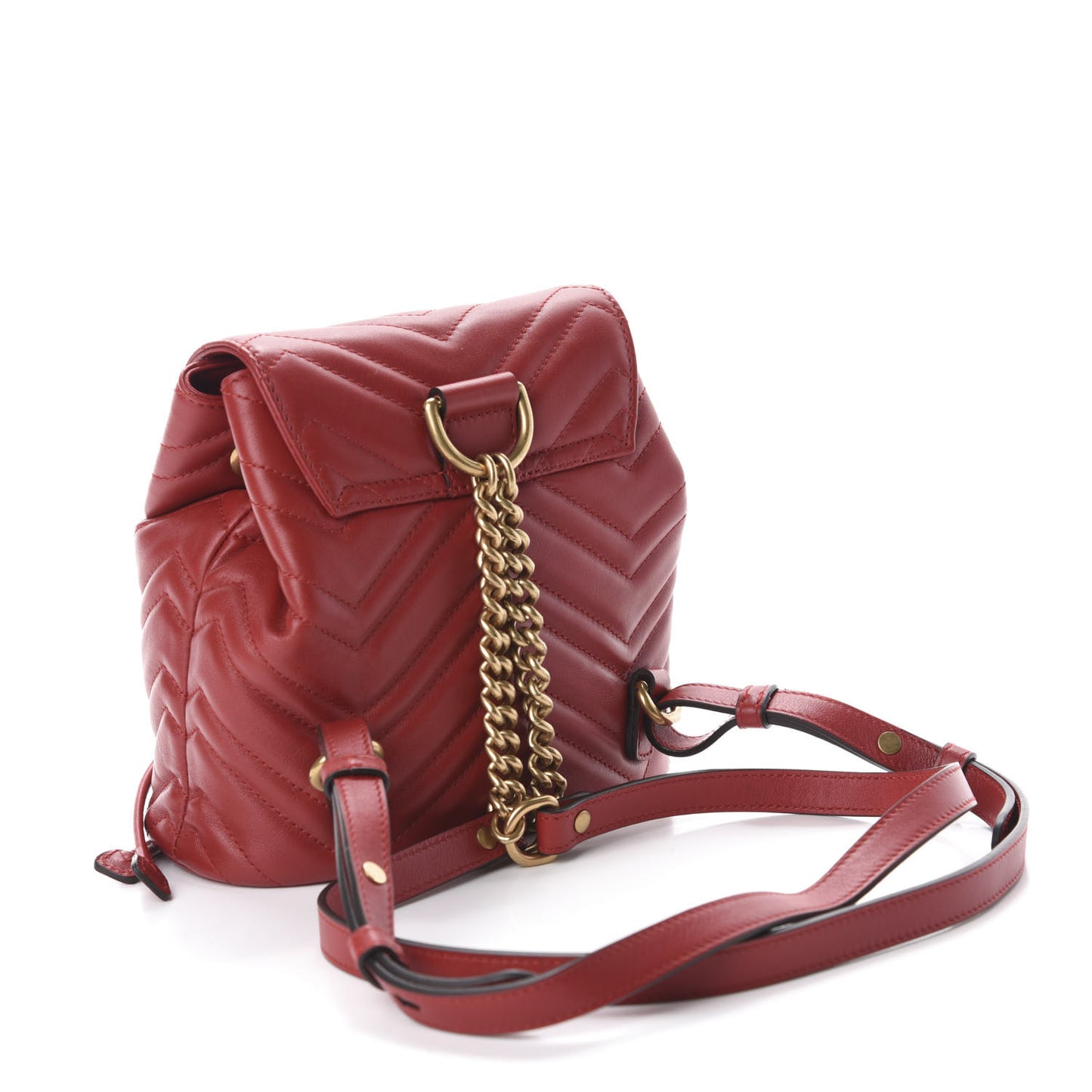 Calfskin Matelasse GG Marmont Flap Backpack Hibiscus Red
