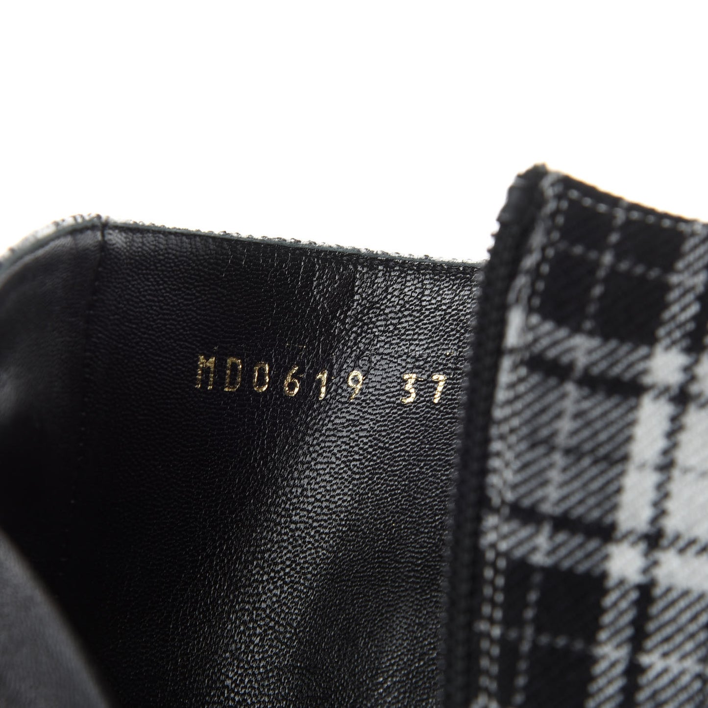 Canvas Tartan Gang Ankle Boots 37 Black