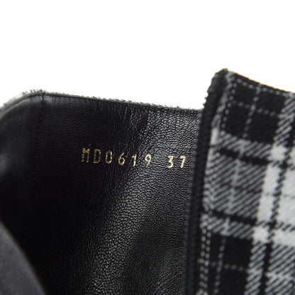 Christian Dior Canvas Tartan Gang Ankle Boots 37 Black 9 of 10