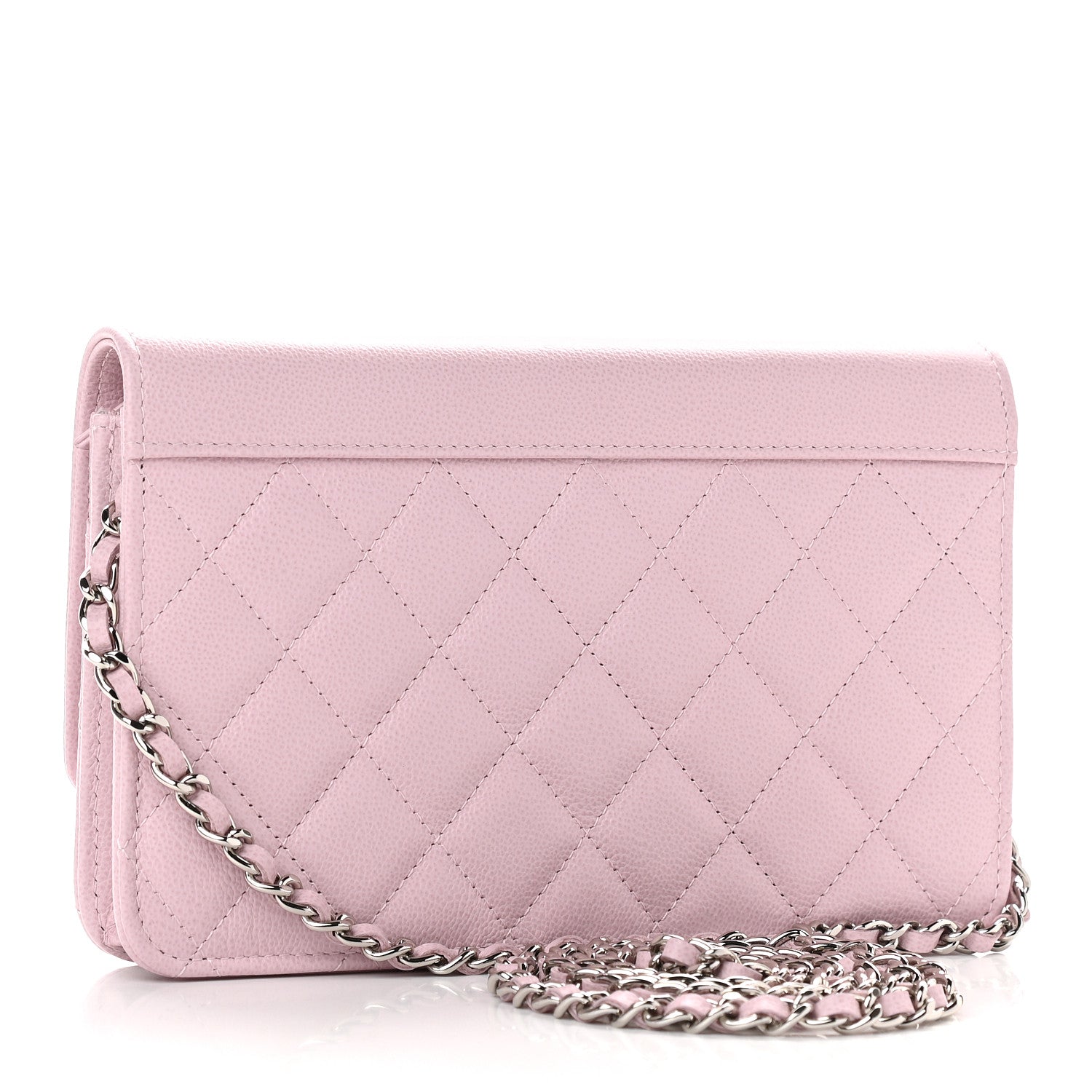 Chanel Grained Calfskin Quilted CC Box Wallet On Chain WOC Light Pink 3 of 11