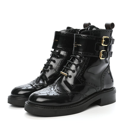 Louis Vuitton Glazed Calfskin Midtown Ankle Boots 37 Black 3 of 10