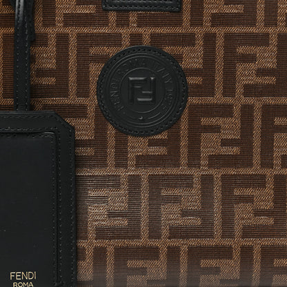 Fendi Glazed Fabric Vitello Century FF 1974 Stamp Patch Mini Peekaboo Defender Cover Mogano Panna Black 8 of 10