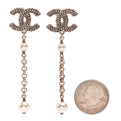 Chanel Pearl CC Drop Earrings Gold 2 of 4